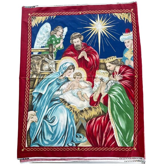 Cranston Nativity Scene Christmas Fabric Panel 35 x 44 Continuous 5 Panel Lot